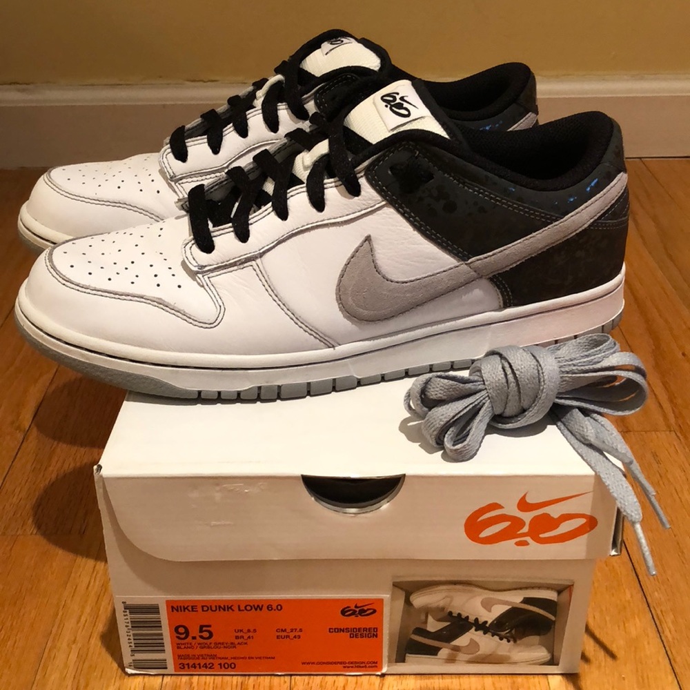 Nike Dunk Low 6.0- White/Wolf Grey/Black -Sz 9.5